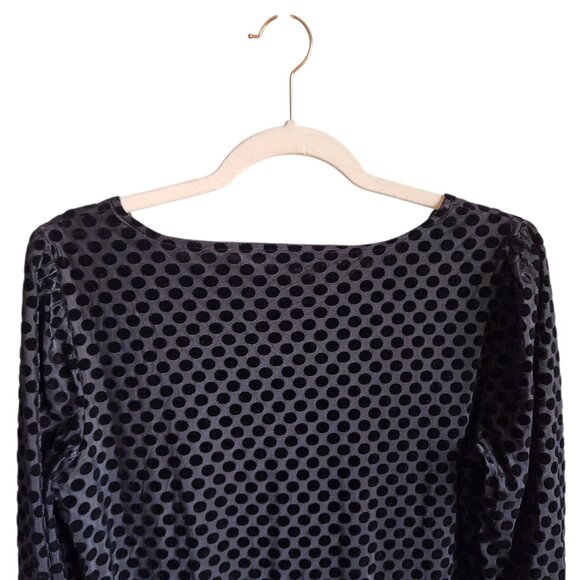 Talbots Shirt Black Medium Women's 3/4 Sleeve Polka Dot Top Blouse Velvet NEW - Picture 12 of 12
